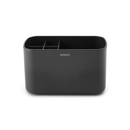 Brabantia-ReNew-Bathroom-Caddy-Dark-Grey-Compartments-for-Toothbrushes-Toothpaste-Soap-etc-Nonslip-Base-and-Drainage-Holes