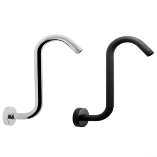 Extension de bras de douche en acier inoxydable avec bride - Support mural sécurisé pour décoration de salle de bain moderne - Noir - 30 cm
