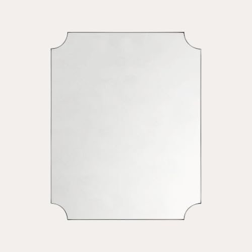 Image of TEHOME Brushed Nickel Scalloped Bathroom Mirrors, 24x30'' Silver Metal Framed Vanity Mirror for Bathroom
