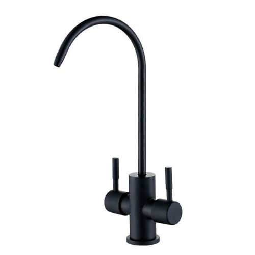 Robinet filtre à eau noir col de cygne pour évier de cuisine avec double poignée