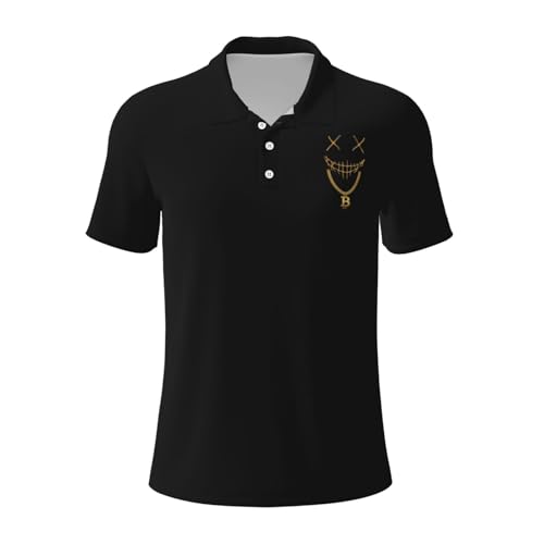 Mask Bitcoin Chain Crypto Money Coin Blockchain Polo Shirts for Men, Mens Golf Shirt Quick-Dry Short Sleeve Casual
