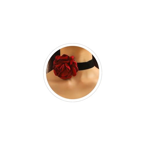 Rose Black Velvet Floral Choker Necklace - Camellia Daisy Rosette - Spring Summer Flower Jewelry