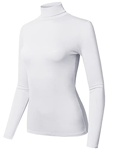 Image of STARJJ Womens Basic Stretch Slim Fitted Underscrubs Layer Long Sleeves Pullover Turtleneck Top