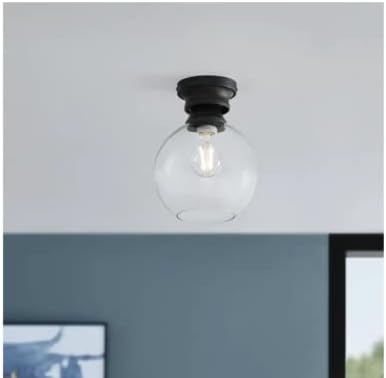 Home Decorators 8 in. Evelyn 1-Light Matte Black Round Ceiling Light Flush Mount
