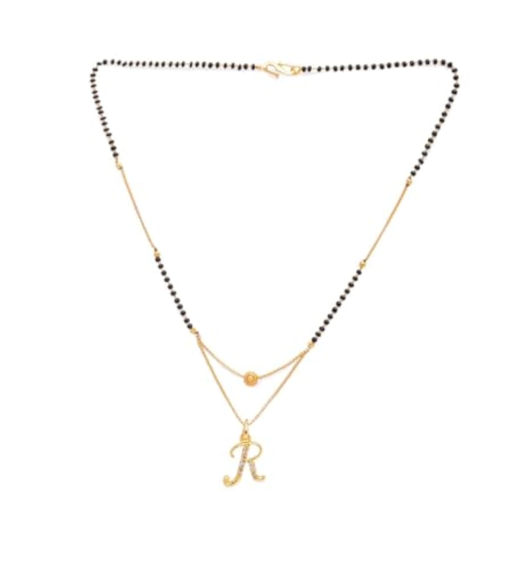 R Name Letter Diamond Attached Alphabet Pendant