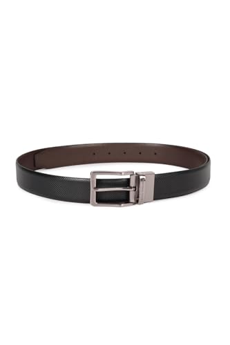 Image of Louis Philippe Men's 100% Italian Leather Brush Gun Metal Buckle Formal Reversible Belt