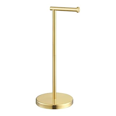 KES Portarrollos Papel Higienico de Pie Acero Inoxidable SUS304 Soporte Papel Higienico Oro Cepillado Cover