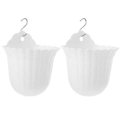 SEWACC 2 Maceteros Colgantes para Pared Blancos Jardinera Colgante de Pared para Plantas de Interior Macetas Pequeñas para Suculentas y Cactus Decoración Minimalista para Balcón y