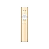 Logitech Spotlight Wireless Presentation Remote, 2.4 GHz and Bluetooth, USB-Receiver, Digital Laser Pointer, 30-Meter Operating Range, Dual Connectivity, Timer, PC/Mac/Android/iOS - Gold/White