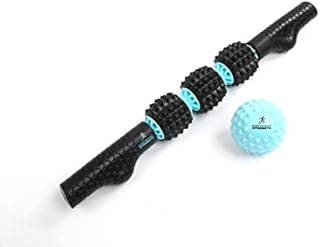 Defining Strength 2 in 1 Massage Stick with Spiky Ball to Relax Sore Muscle. Needed for Physio Rehab and Sports Injury Recovery., Black, Blue