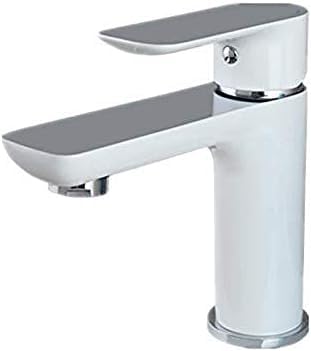 Robinet d'évier de salle de bain en laiton blanc mitigeur anti-calcaire eau chaude froide