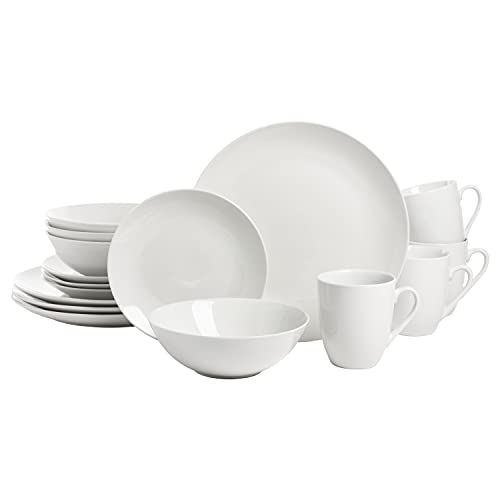 10 Strawberry Street Simply Coupe 16 Piece Dinnerware Set, White – SM-1600-CP-SW