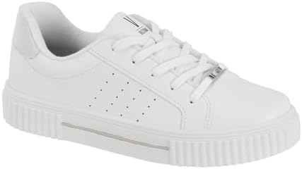 Tênis Branco Feminino Casual Flatform – Pelica Sintética, Cadarço...