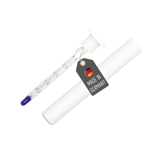 Lantelme Termómetro de vino en estuche de plástico blanco, 0 °C hasta 40 °C, 11,4 x 2,4 cm, para viajes, fabricado en Alemania, termómetro analógico y fácil de leer para copa de vino y botella de vino