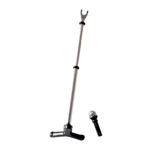 Mikikit Microphone Miniature pour Maison de Poupée Accessoire Miniature en Alliage d'Aluminium Ornement Noir Réaliste Décoration Créative pour Loisirs Modèle Micro Petit et Robuste