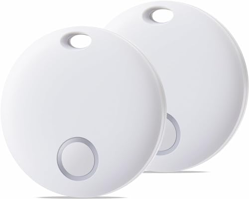 Image of Reyke Air Tracker Tag for iOS, Pair with Apple Find My App, Tracking Device for Luggage, Keys, Backpack, Wallet, IP67 Waterproof, Replaceable Battery, 2 Pack White