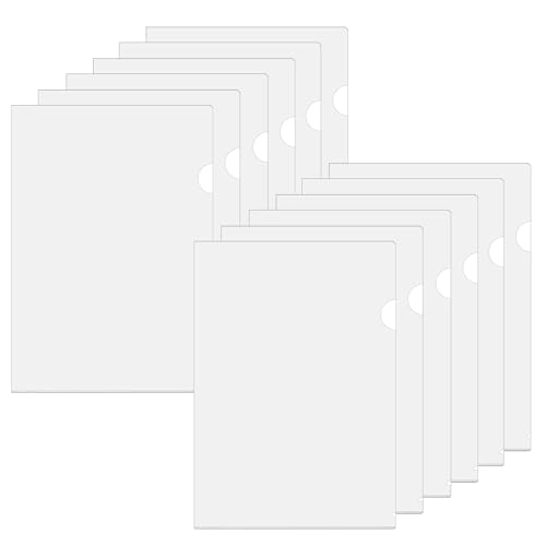 Dossiers en plastique transparent A4,12PCS Pochette Plastique A4,Pochette Document Vives Transparent Sous Chemises Rigide pour Ranger et Classer Papiers, Documents.