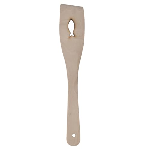 WooDeeDoo (1 Pc. 'Fish' Decorative Wooden Spatula | 30 cm Flat Beechwood Turner Kitchen Cooking Baking Mixing Eco-friendly Utensils | Ideal for Decorating Arts Craft