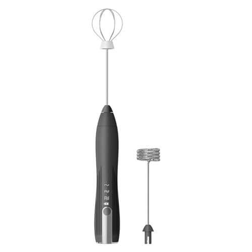 LIXSAZSE Espumador de leche eléctrico potente Motor para espuma suave y cremosa crema de café capuchino Espumador bebidas ABS 3 velocidades, Negro
