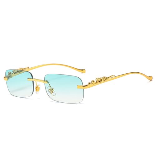 Lunettes de soleil rectangulaires femme et homme nuances dégradé vert style rétro chic