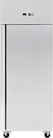 MBH Frigorifero Verticale Inox Professionale 610L con Porta Cieca per Ospitazione. Frigorifero industriale GN2/1 in acciaio inox per cucina bar e ristorante ad alte prestazioni