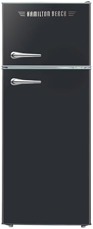 HAMILTON BEACH 2 Door Apartment Size Refrigerator with Freezer, 7.5 cu. ft, Retro Black
