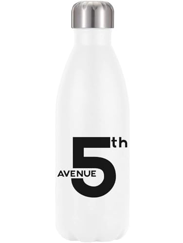 5th Avenue Manhattan New York Vakuumisolierte Thermo-Trinkflasche, Weiß