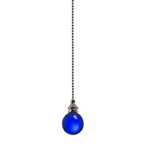 Image of Ceiling Fan Pull Chain, 2pcs Blue 30mm Diameter Crystal Ball Fan Pull Chain, 20 Inches Fan Pulls Set with Connector Ceiling Fan Pull Chain Ornaments Lighting Accessories