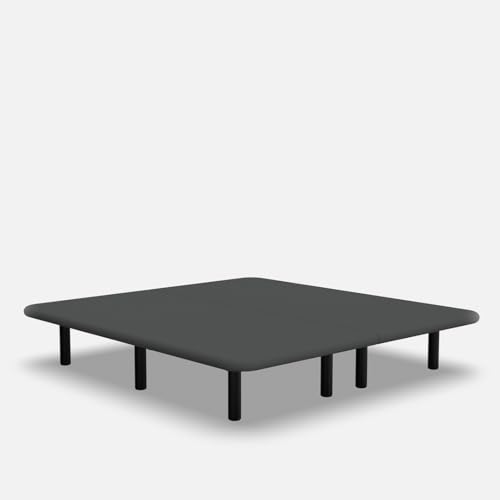 Topdormitorios | Base Tapizada para Colchón con 6 Patas de Madera y Estructura Metálica