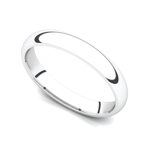 Juno Jewelry 14k White Gold 3mm Classic Plain Comfort Fit Wedding Band Ring