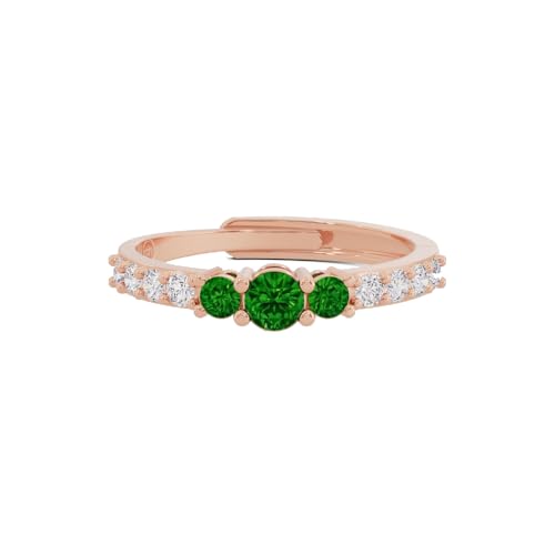 Image of U ARE 925 Sterling Silver 18K Gold and Rose Gold Plated Sparkling Three-Stone Ring | Gift for Women and Girls | With Certificate of Authenticity and 925 Stamp