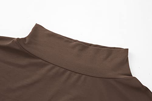 Image of Kindcall Lightweight Mock Turtleneck Crop Tops Long Sleeve Casual Base Layer for Women