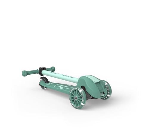 Scoot & Ride Highwaykick 3S Kinderroller ab 3 Jahren H&ouml;henverstellbar 2-Fach Lenkung LED-R&auml;der Zusammenklappbar Scooter f&uuml;r Kinder 96-130 cm (Forest)