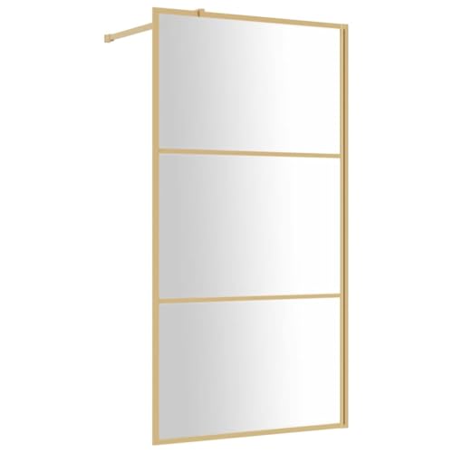 vidaXL Mampara Puerta de Ducha, Pantalla Ajustable con Esquinas de Seguridad, Cubículo Accesible, Partición de Baño, Vidrio Transparente ESG Dorado