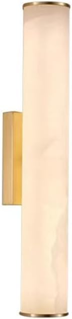 BCLYERBJ Wall Light Sconce Spanish Natural Marble Wall Sconces Strip Alabaster Wall Lighting All Copper Indoor Sconce Wall Lamps for Bedroom Staircase Living Room Corridor(Golden,Small)