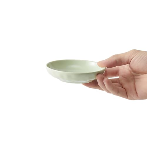 Imagen de Platos de color bajo esmalte y vajilla de cerámica doméstica4 pulgadas] platos de sabor verde crema