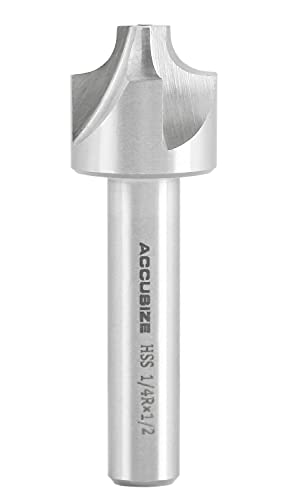 Image of Accusize Industrial Tools Hss Corner Roudning End Mill, 1 /4'' Radius, 1 /2'' Shank Diameter, 1'' Largest Dianmeter, 3-1 /8'' Oal, 1011-1412 | H.S.S. Corner Rounding End Mill, 1 /2 inch Shank, 3-1 /8 inch OAL