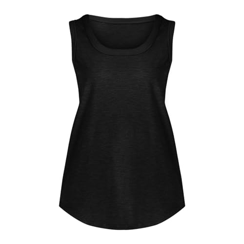 Enfärgad damväst med rund hals sommarmode vardaglig topp skjorta 3X, Svart, L