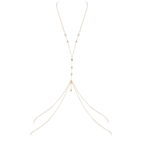 Gold Sexy Body Chains for Women, Crossover Bra Body Chain Belly Waist Chains Bikini Beach Rave Party Body Jewelry for Women Girls(9 Diamond(Gold))