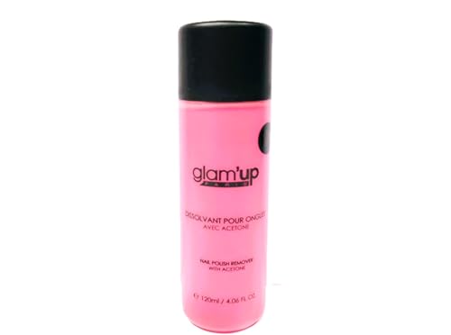 Glam’Up Paris - Dissolvant Rose avec Acétone - Dissolvant Express Parfumé à la Vanille - Tous Types de Vernis à Ongles - N°002-120 ml