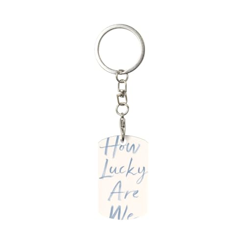 XBubupX How Lucky Are We Minimalistic Rectangle Plated Metal Keychain