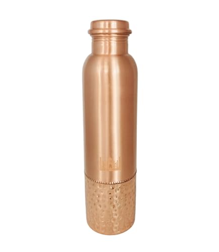 Image of MaatirDesigns Beaten Copper Water Bottle with Etched Taj Mahal Design | Large Reusable Bottle | Elegant Heritage-Inspired Copper Bottle for Healthy Lifestyle, Gifting & Daily Use