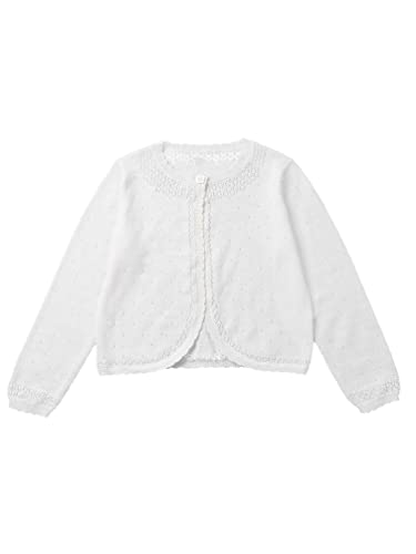 Jhaoyu Girls Kids Knitted Long Sleeve Button Bolero Shrug Cardigan Dress Cover Up3