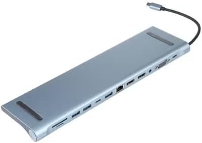 11-in-1 Adaptor, Advanced 11-in-1 USB-C Docking Station with 87W Power Delivery, 4K HDMI, VGA 1080p, Gigabit Ethernet, USB 3.0, Audio Jack, SD/TF Card Slots – Universal Type-C Hub for MacBook, Windows