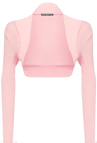 Image of Women's New Long Sleeve Bolero Shrug - Plain Open-Front Bolero Cardigan Top