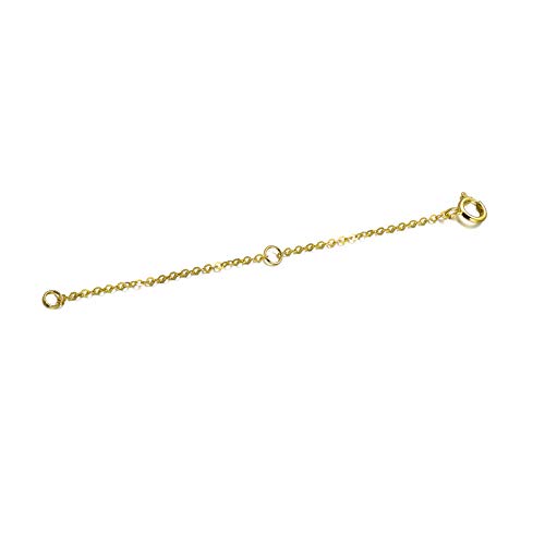 14K Solid Gold Chain Necklace Extender 2 Inch, Delicate Durable Adjustable Gold Chain Extender for Gold Necklace Bracelet