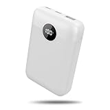 OKZU Heated Vest Battery Pack, 5V 2A Power Bank for Heated Jacket, Pants, Stadium Seats, 10000mAh Small LED Display Fast Charging Portable Charge for Heated Clothing, Camping Chair(White, 10000mAh)