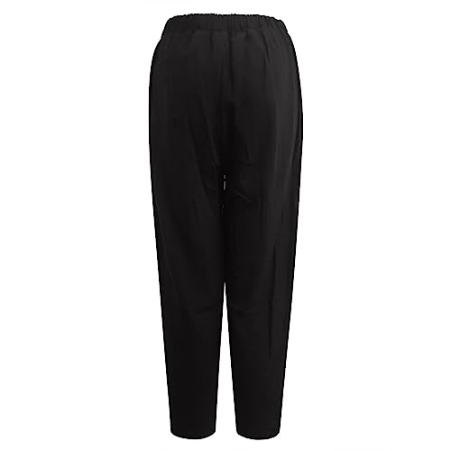 Women Linen Baggy Harem Pants Drawstring Casual Long Trousers Lounge 2025 Beach Travel Vacation Clothes with Pockets4