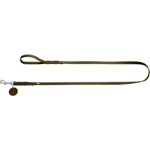 HUNTER Hundeführleine SOLID EDUCATION, Farbe: oliv, Leder, geflochten, robust, weich, Handschlaufe, Größe: 11/200