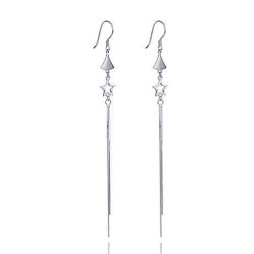 Bijoux en Argent massif pour femmes boucles d'oreilles pendantes etoile